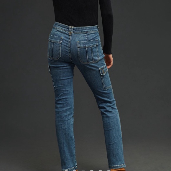 New Anthropologie Pilcro Mid-Rise Slim Straight Cargo Jeans size 29 Tall - Picture 3 of 8